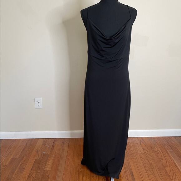 Abercrombie & Fitch Cowl Neck Strappy Midi Dress Black Size MT - Picture 6 of 12